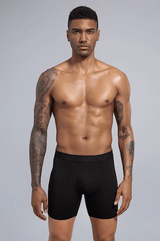 Erkek Esnek Kumaş Siyah Boxer Pamuk Terletmez Katlanmayan Uzun Paça Boyu Siyah-beyaz Beyaz - Siyah