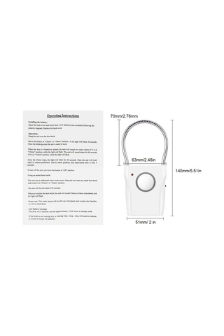 Willowhaven 1 Adet 110db Yüksek Sesli Taşınabilir Beyaz Kapı Güvenlik Alarmı, Ev Rv Karavan Kapısı Koruma