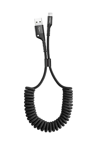 Baseus Fish Eye Spiral Lightnin Usb Apple Uyumlu iPhone 14-13-12-11 Kablo Siyah