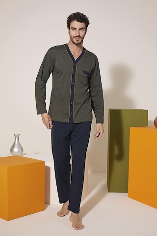 Kly 9217 Erkek V Yaka Boydan Düğmeli Pijama Takım 001