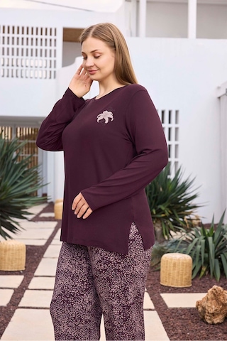 Aydoğan Kadın İnci Büyük Beden Vişneçürüğü Pijama Takımı 0497 Bordo