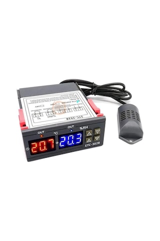 Stc-3028 220v Problu Çift Ekran Dijital Termostat Sıcaklık Nem Kontrol Cihazı