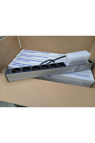 9" 1U 6'lı Schuko Sigortalı Alüminyum Rack Kabin PDU(10 ADET)