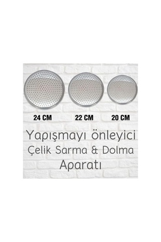 Evefix Üç Boy Paslanmaz Çelik Dolma Sarma Altlığı Pizza Tepsisi 20-22-24 Cm