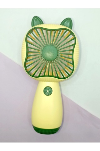 Mini Fan Kedi Model Fan Şarj Edilebilir El Fanı Vantilatör - Yeşil