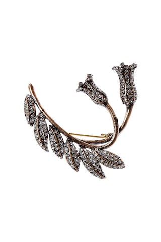 Çift Lale Elmas Montür Yaka İğnesi Broş