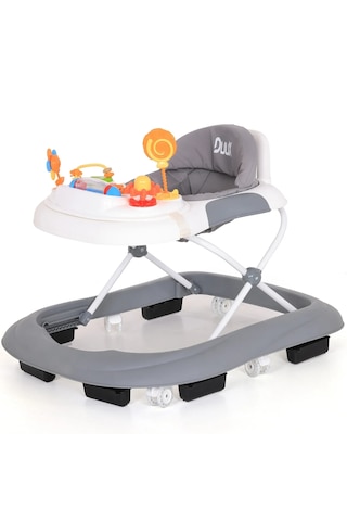 Duux Plano Oyuncaklı Müzikli 3 Kademeli Örümcek Bebek Yürüteci Beyaz Gri Beyaz