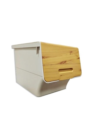 Motek Patateslik Soğanlık Sepeti Oyuncak Kutusu Tekerlekli Organızer Çok Amaçlı Kutu 1x12lt-bambu+krem