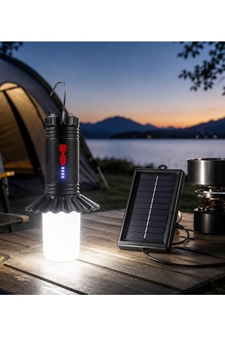 Gs-505 Solar Güneş Enerjili Led Kamp Lambası, Taşınabilir Outdoor Fener, 10 Watt, 3 Mod, Şarj Edilebilir Diğer