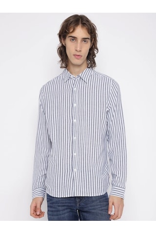 Guess Parker Erkek Mavi Keten Karışımlı Gömlek M5yh16whc20-f7ıx Mavi