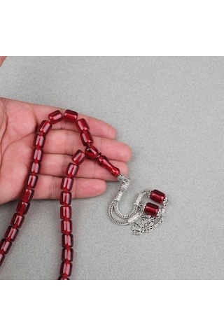 Katalin Çubuk Alpaka Püsküllü Kapsül Kesim 9x12mm Tesbih - Şeffaf Bordo Bordo