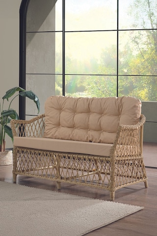 Icon Rattan Bahçe Balkon Oturma Takımı 2+1+1+camlı Masa Cappuccino Cappuccino