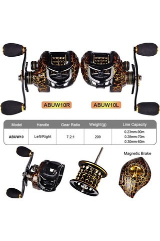 Novahub Abu Balıkçılık Makarası Siyah/sarı W10 Mikro Sol El Balıkçılık Makarası - 10kg Maks. Sürükleme - 7,2:1 Dişli Oranı