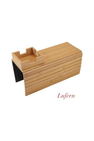 Özel Tasarım Katlanabilir Ahşap Koltuk Yanı Kanepe Tepsisi Aksesuar Bardak Atıştırmalık 32x33 Cm Çok Renkli