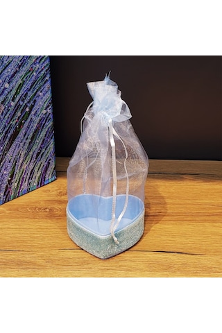 Büro Ev Ofis Banyo Düzeni İçin Kalpli Mavi Tül Kese