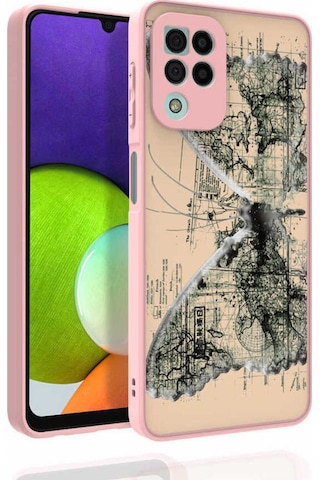 Samsung Uyumlu Galaxy M22 Kılıf Desenli Kamera Korumalı Parlak Zore Nora Kapak NO4