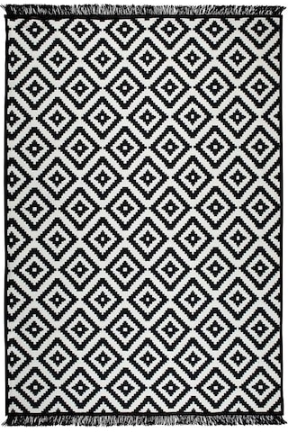Algelsineve Piramit Desen Siyah & Beyaz Çift Taraflı Antik Kilim 80x125 Siyah - Beyaz