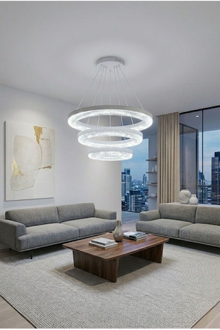 Lumia Lighting Yonca Model Gümüş Kumandalı 3"lü Ledli 3 Renk Modu Kristal Salon Mutfak Yatak Çocuk Odası Avize Beyaz