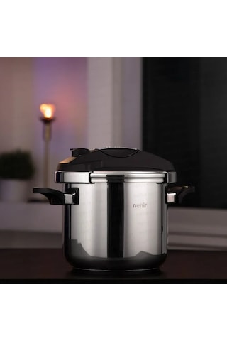 Nehir Silver Matik Paslanmaz Çelik 7 Litre Düdüklü Tencere Gümüş