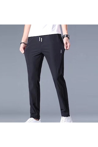 Sones Erkek Yaz İnce Lastikli Bel Pantolon Işık Gary Siyah