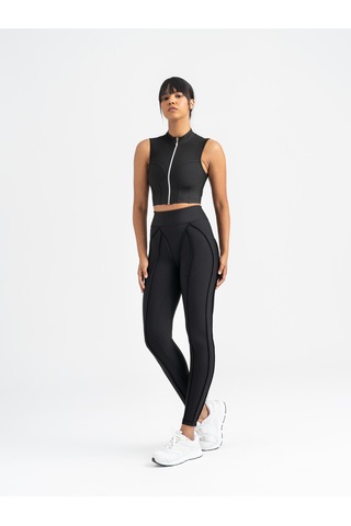 Dikişle Modellenmiş Spor Tayt Siyah