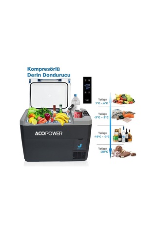 Acopower V28 12/24/220volt 28litre Kompresörlü Outdoor Oto Buzdolabı Akü Dahil Değildir Fr V28