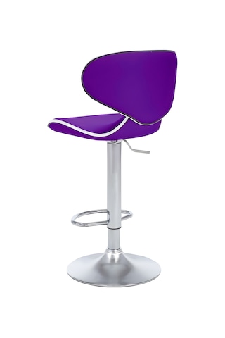 Bürocci Zen Bar Taburesi - Mor Modern Deri Metal Ataklı Yüksek Tezgah Sandalyesi - 9549s0515 Mor