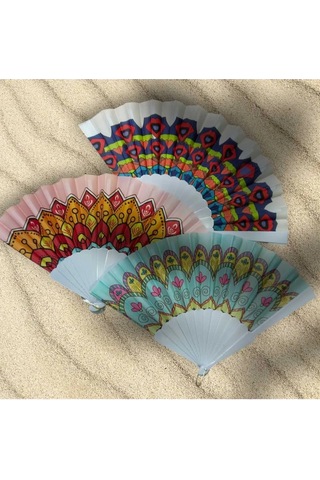 Yelpaze Serinletici Summer - Yaz Konsept Etnik Desen 3 Adet