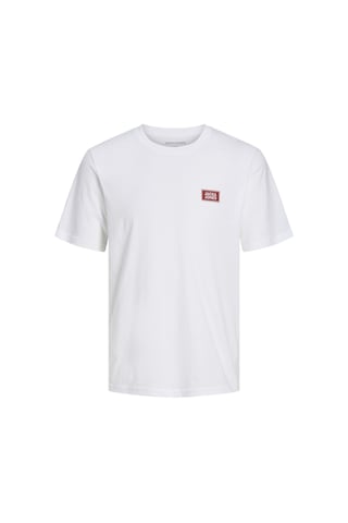 Jack & Jones Erkek Logo Detayli Bisiklet Yaka Tisört - Rush - 12298424 Beyaz