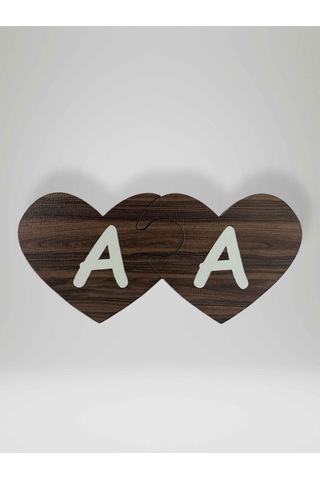 A Harfi Sol Parça Ahşap Puzzle Kalp Harf Magnet Buzdolabı Süsü İkili Uyumlu Kod:990