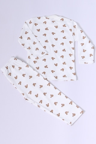 Hçm Bebek Pamuk Pijama Takımı Tenkli Baskılı Bisiklet Yaka A2 Kahverengi