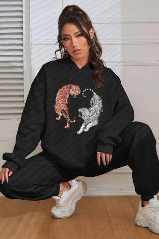 Tiger Baskılı Eşofman Takımı Siyah