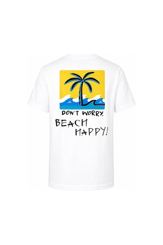 Trender Beach Happy Baskı Beyaz Erkek Çocuk T-shirt 8033