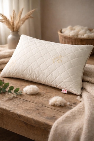 Kapitoneli Merinos Yün Yastık 1'li 1000 Gr 50x70 Cm Beyaz