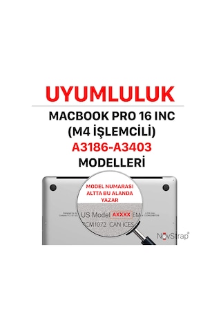 Novstrap  Macbook Pro 16 İnç M4 A3186 A3403 İle Uyumlu Türkçe Q Klavye Koruyucu Siyah Kılıf Karışık Çok Renkli