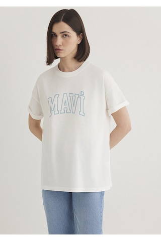 Mavi - Mavi Logo Baskılı Beyaz Tişört 1611193-81964 Beyaz