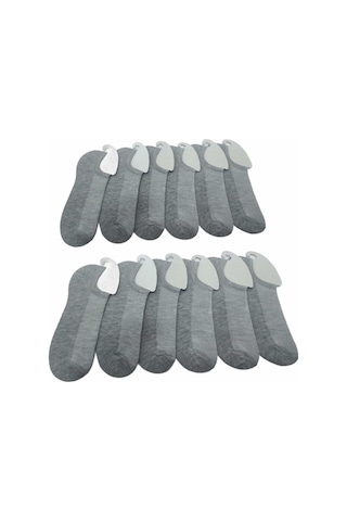 Worthy Socks 12'li Erkek Pamuklu Yıkamalı Gri Sneakers Görünmez Çorap