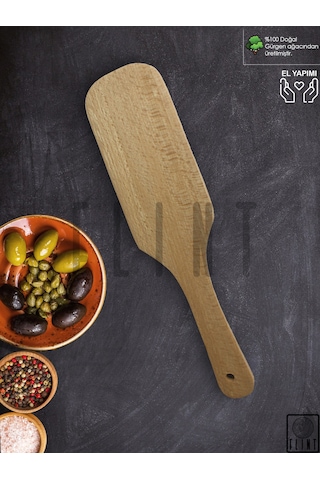 Gürgen Ağacı El Yapımı Tahta Ahşap Spatula Servis Çevirgeç 31 Cm