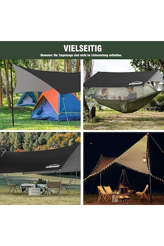 Overmont 3x3 M Su Geçirmez Tarp Güneş Ve Yağmur Koruma Brandası Kamp Için Çadır Aksesuarları Siyah 3 X 3 M