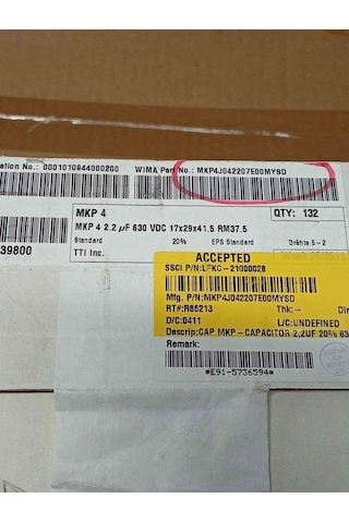 Mkp4j042207e00kysd 2,2mf 630v Wıma Polyester Kondansatör 11 Adet