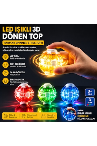 Ledt Işıklı Gyro Fidget Top Parmak Döndürme Oyuncağı