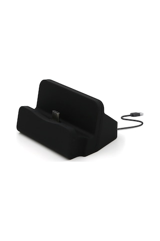 Geeksen Siyah Masaüstü Hızlı Şarj Aleti - 3 Usb Port Type-c, Android Veri Transferli Sabit Telefon Dizüstü Dock