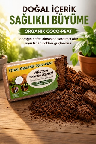 Organik Coco Peat Hindistan Cevizi Lifi Doğal Toprak Düzenleyici Tohum Fide Saksı Bahçe 560 Gram 100