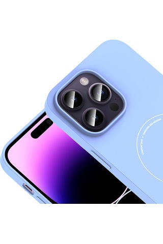 Maks Technology iPhone Uyumlu 14 Pro Max Kılıf M-safe Şarj Özellikli Kamera Korumalı Mkst Elio Sert Pc Kapak - Açık Mavi