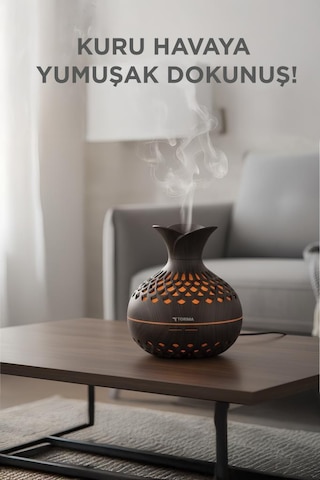 H15 Koyu Kahve Led Işıklı 300ml Sessiz Ultrasonik Flower Hava Nemlendirici (İthalatçı Garantili)