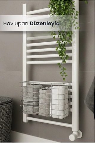 Asılabilir Havlupan Düzenleyici Banyo Havluluk Kurutma Sepeti Tuvalet Kağıdı Organizeri Krom Krom