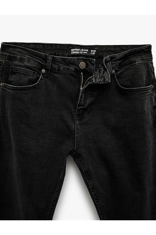 Koton Pamuklu Normal Bel Straight Fit Jean Pantolon - Mark Jean Siyah 6sam40148nd