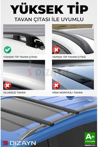 S-dizayn Vw Polo Cross S-bar Cargo V1 Ara Atkı Tavan Taşıyıcı Barı Siyah 130 Cm 2009-2017 A+ Kalite