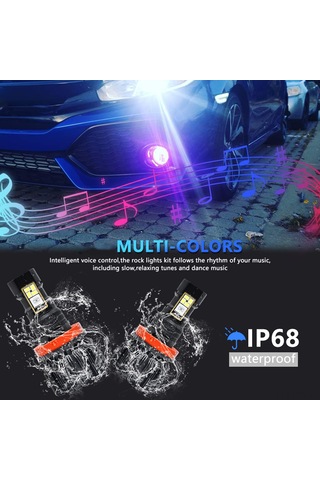 Tenfowee F0069 Ev23 H8/h9/h11 Uyumlu Bluetooth Kontrollü Su Geçirmez Rgb Led Sis Farı - 8000lm Parlaklık