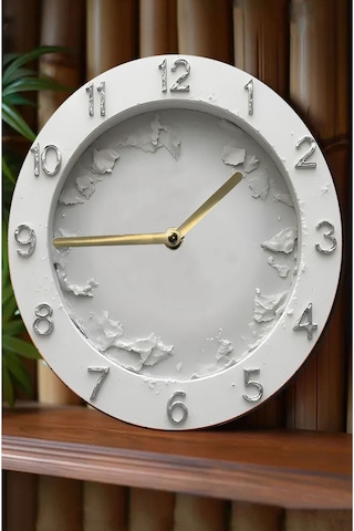 Purecraft Buzlu Doku Tasarımlı Modern Mdf Duvar Saati Sdw264 Renkli